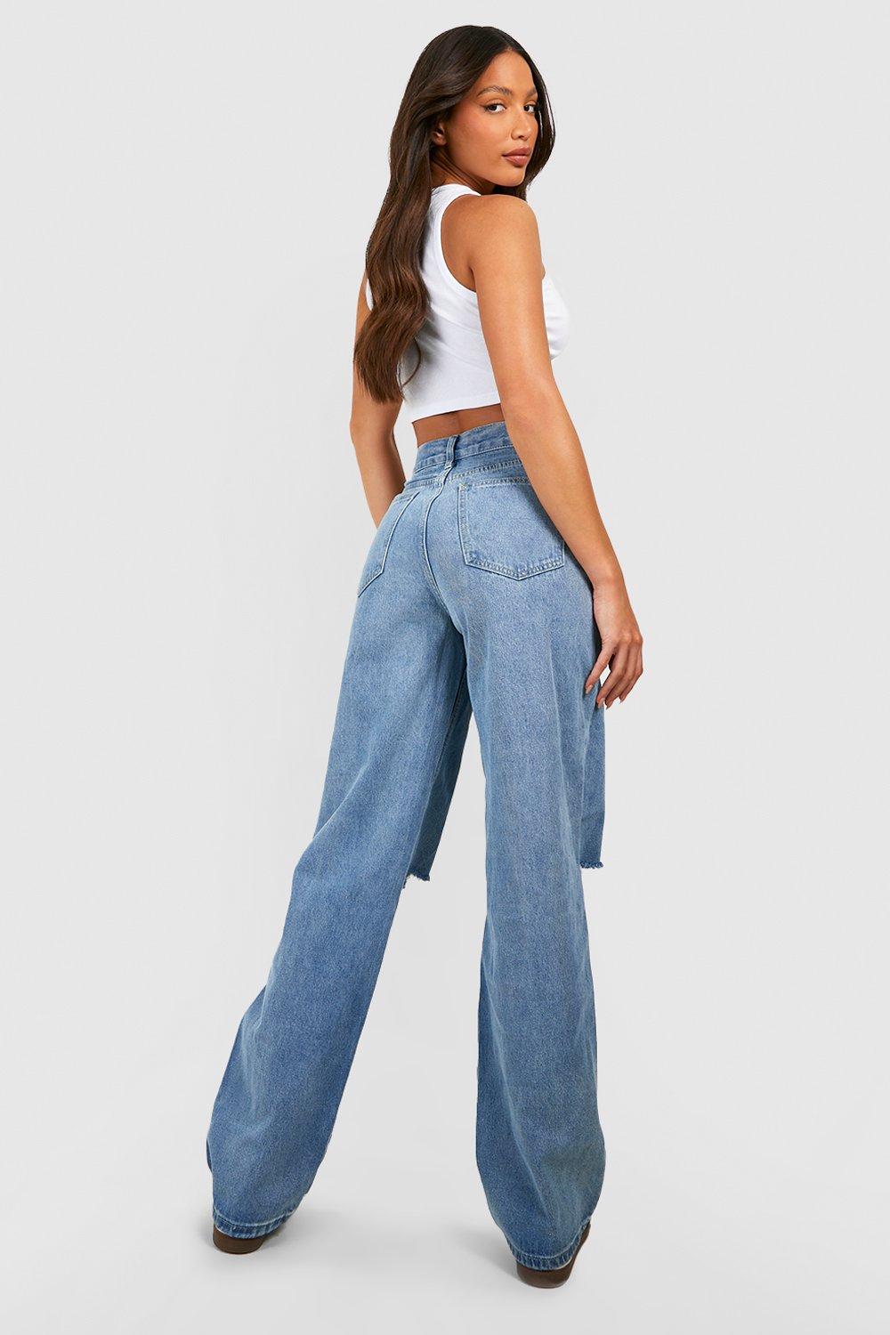 Tall Ripped Knee Mid Rise Baggy Boyfriend Jeans